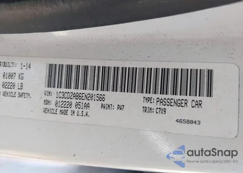 2014 Dodge Avenger Se из США, поврежденный, VIN 1C3CDZAB6EN201566